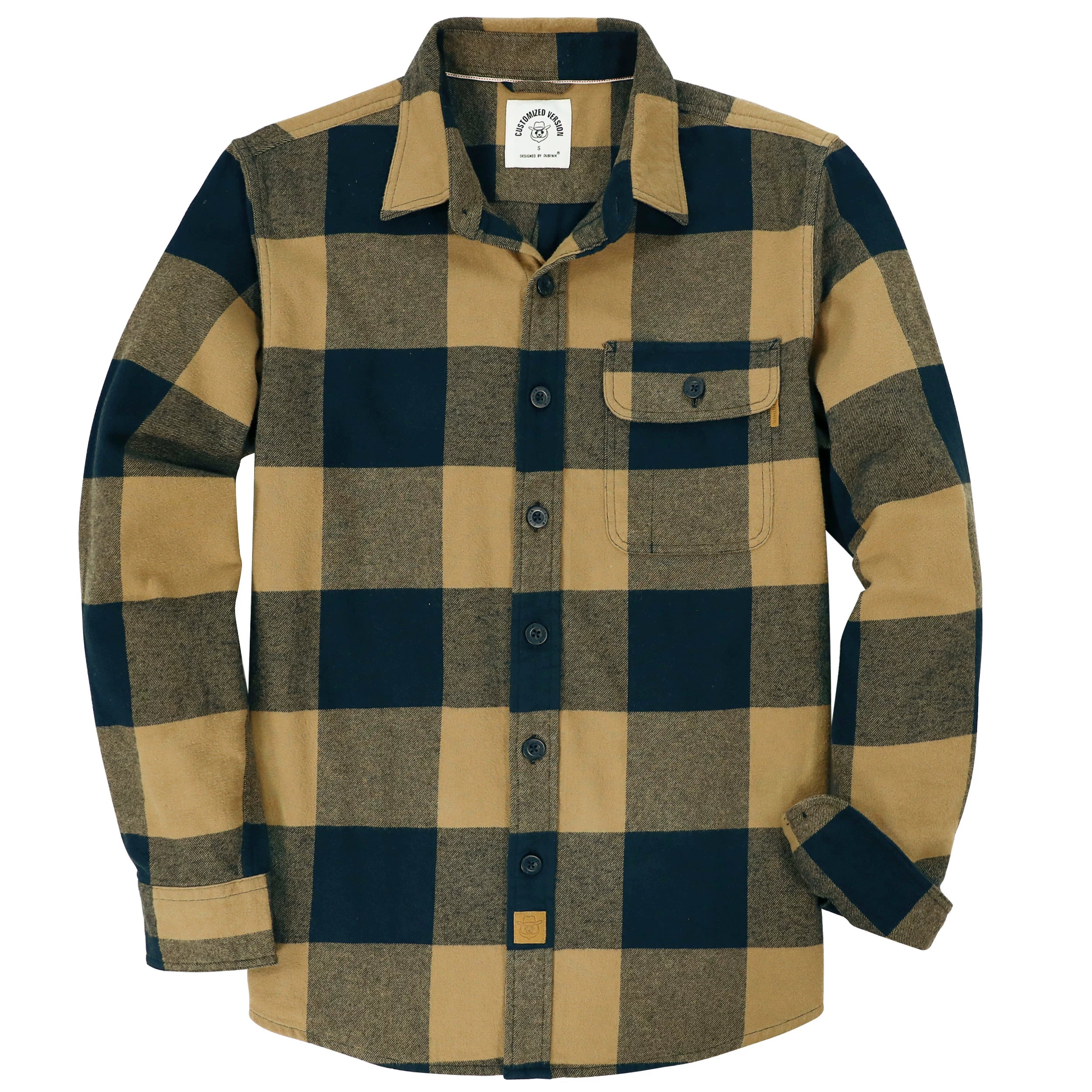 Dubinik®Mens Flannel Shirts Long Sleeve Flannel Shirt For Men Warm Casual Soft Cotton Button Down Plaid Mens Flannel Shirt #3420