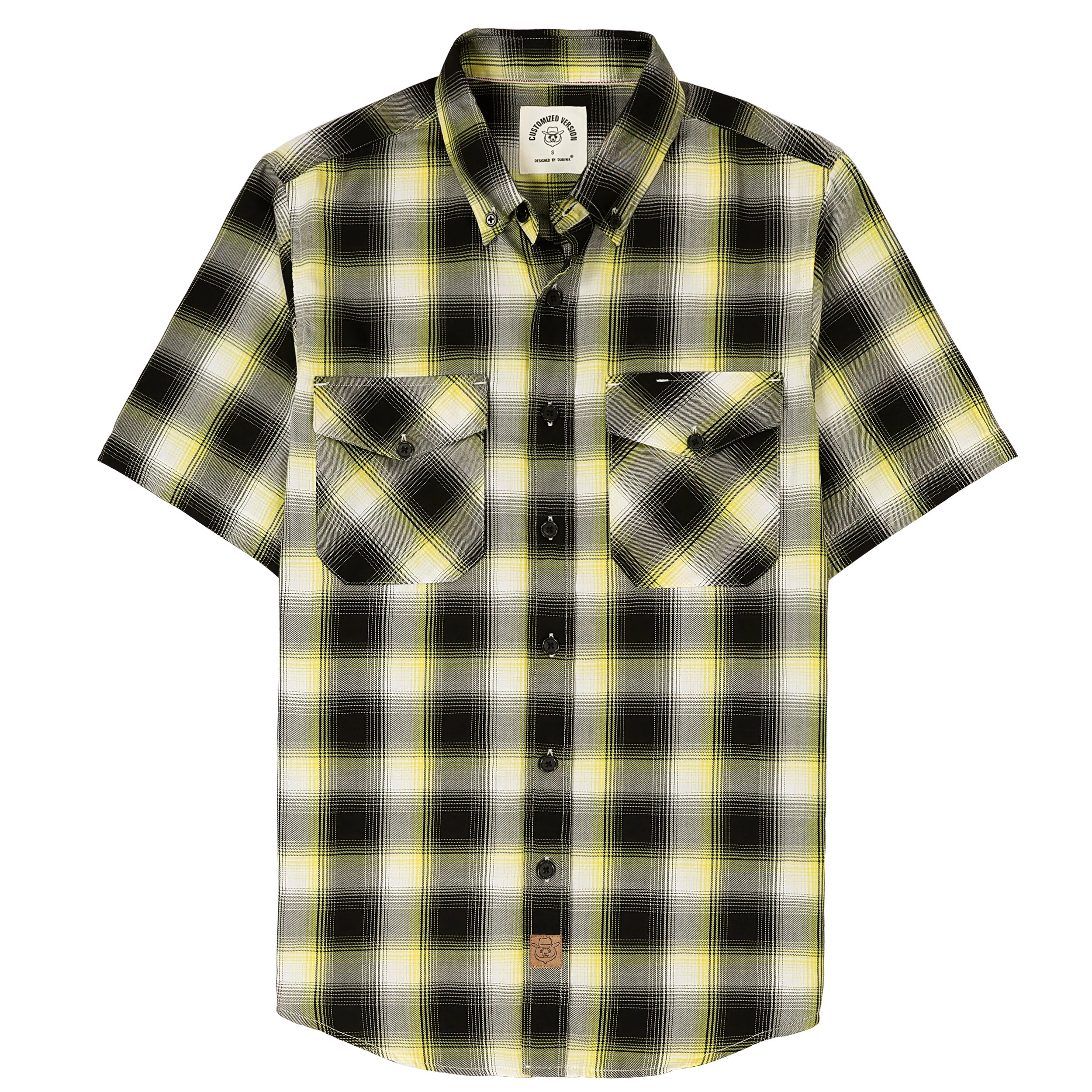Dubinik® Bamboo Viscose Mens Short Sleeve Button Down Pockets Shirts#39012