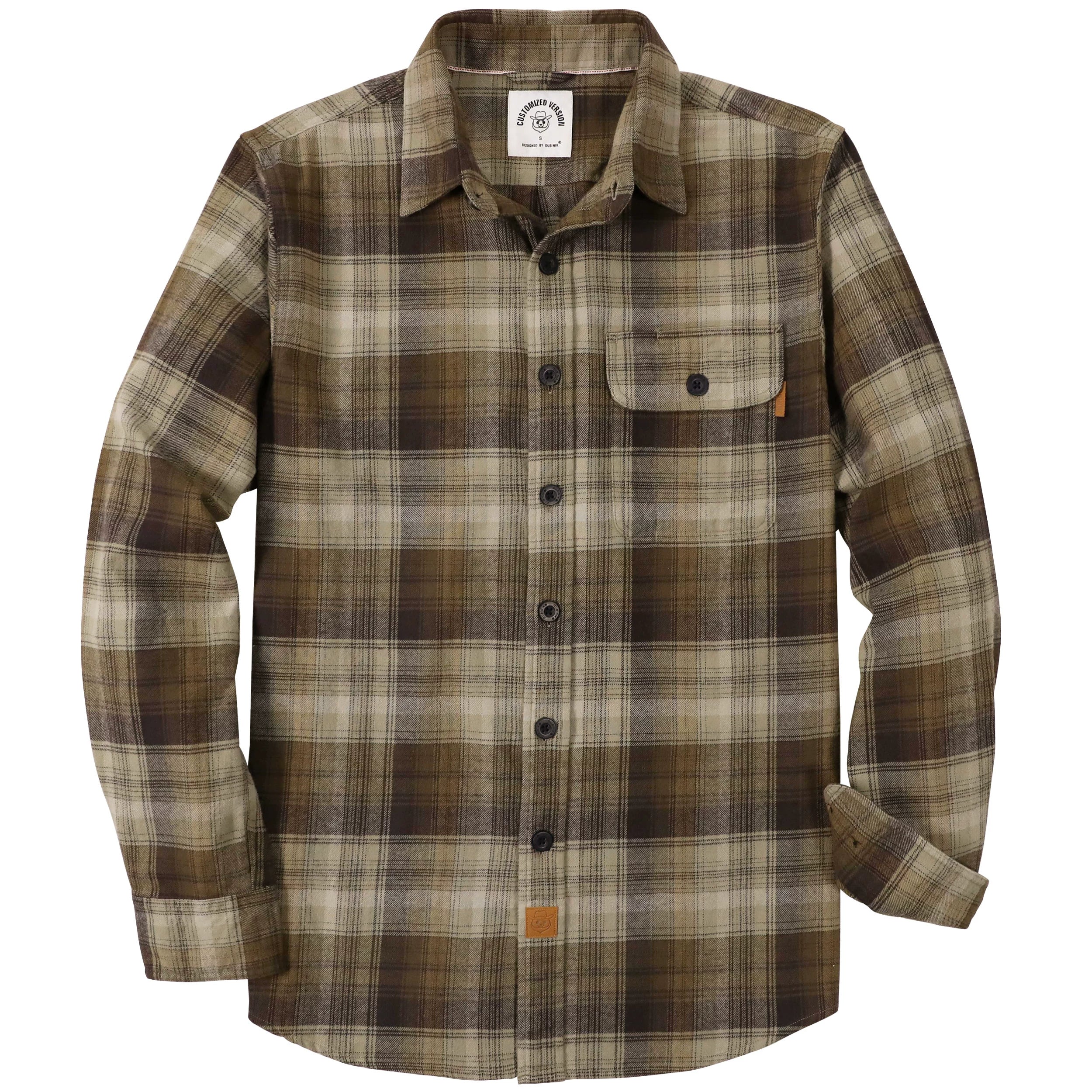 Dubinik® Mens Long Sleeve Midweight Flannel Shirt Warm Casual Soft Cotton Button Down Plaid Shirt #3416