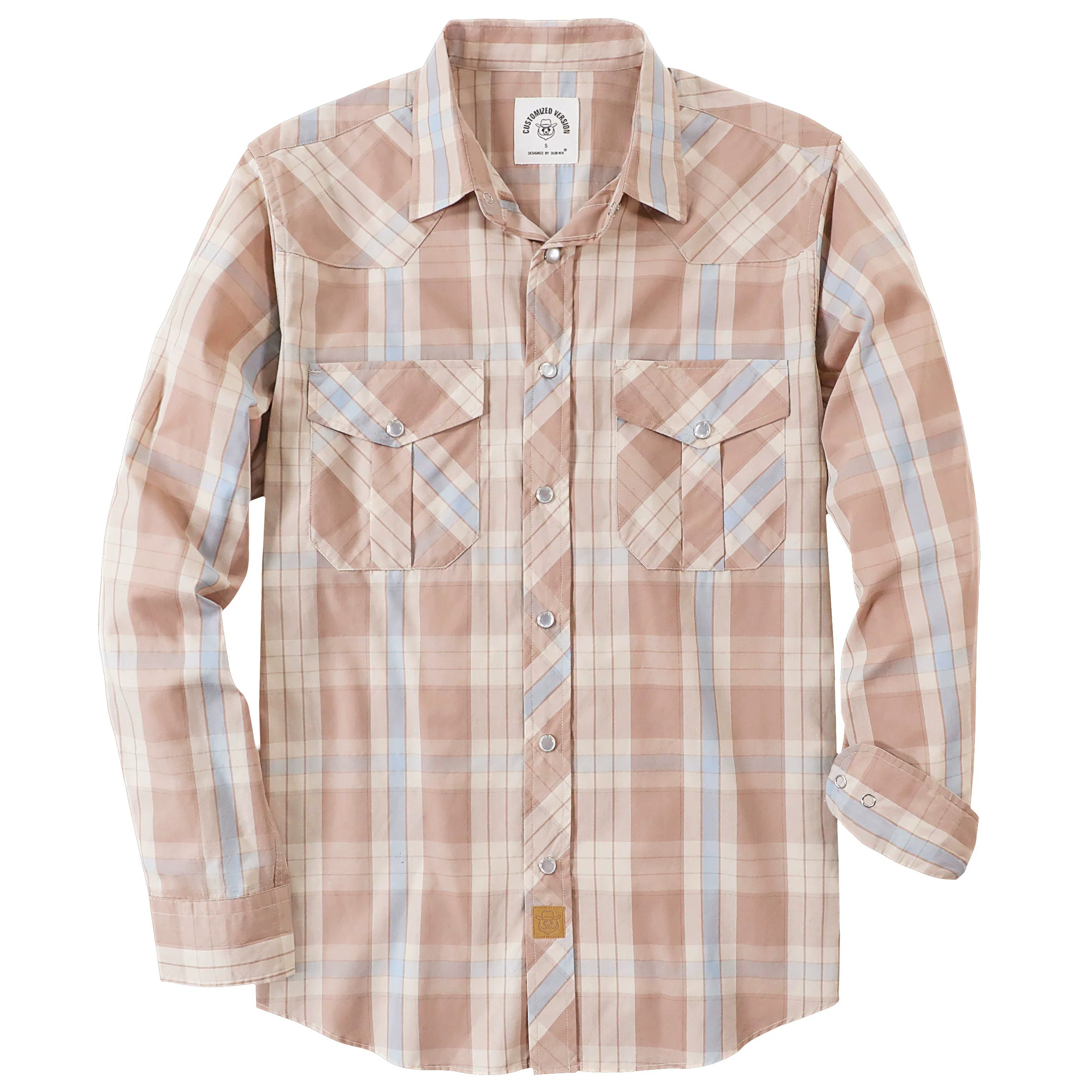 Dubinik® Pearl Snap Shirts for Men Long Sleeve Western Shirts for Men Vintage Casual Plaid Shirt Cowboy Shirts for Men#42029