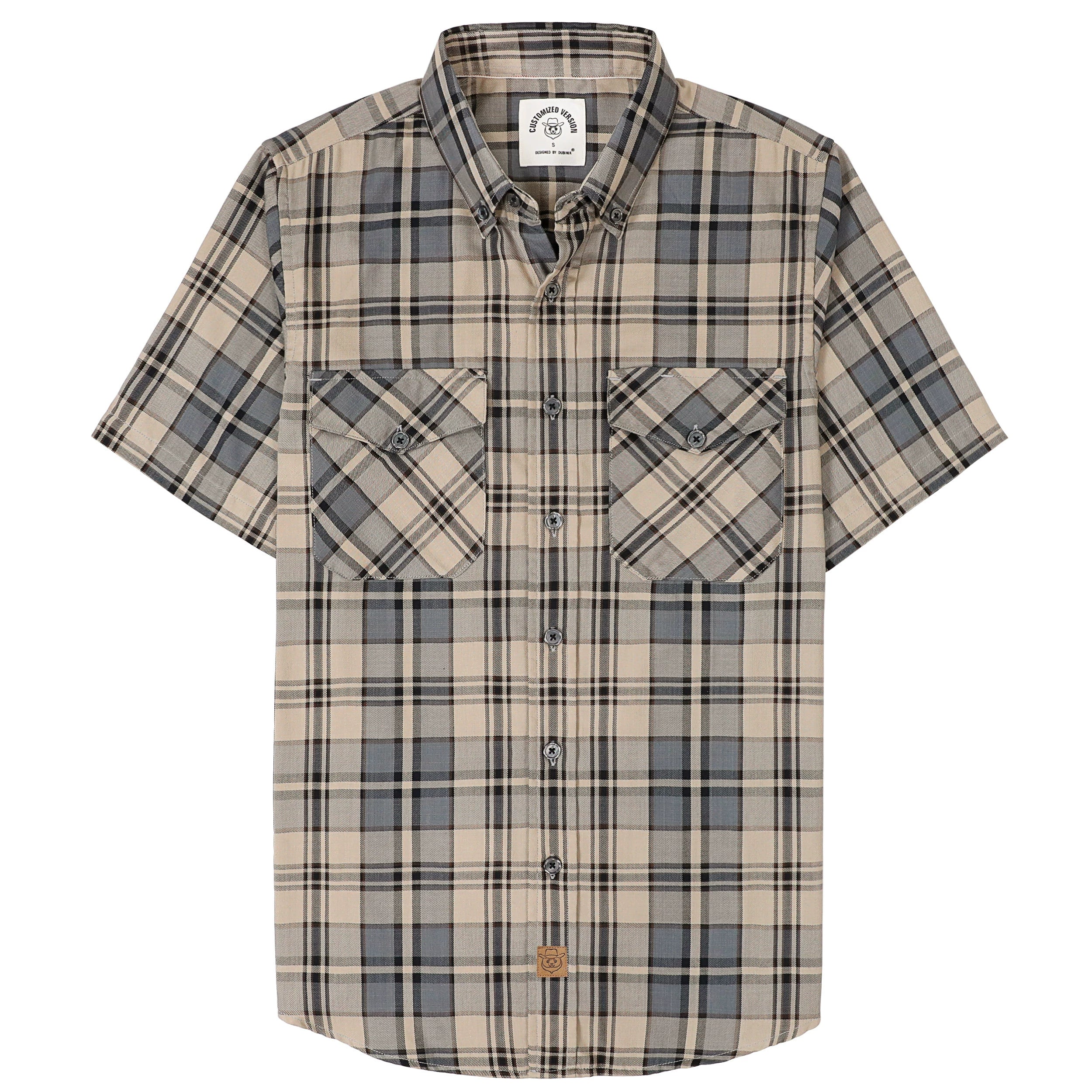 Dubinik® Bamboo Viscose Mens Short Sleeve Button Down Pockets Shirts#39901
