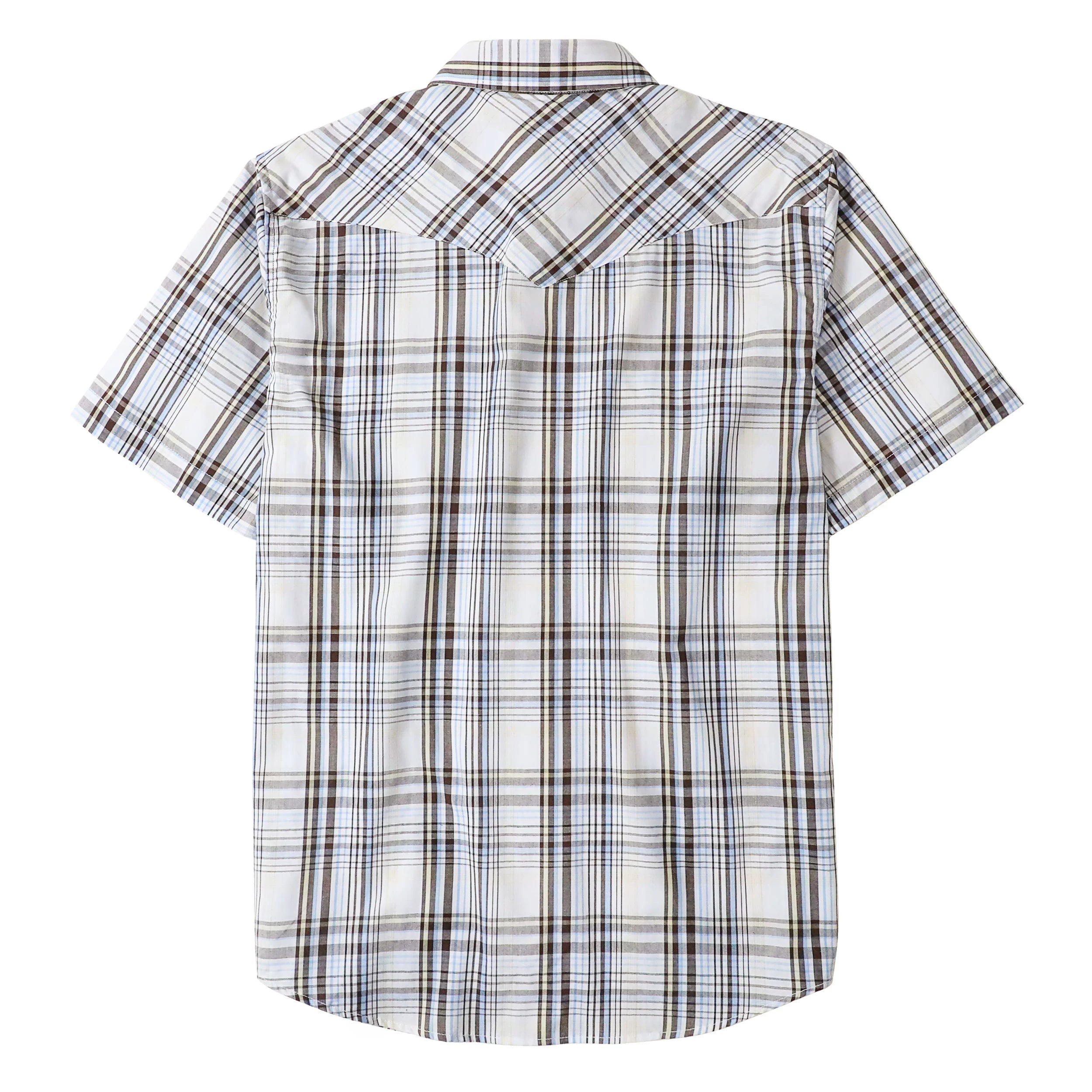Dubinik® Western Shirts for Men Short Sleeve Plaid Pearl Snap Shirts for Men Button Up Shirt Cowboy Casual Work Shirt#41007