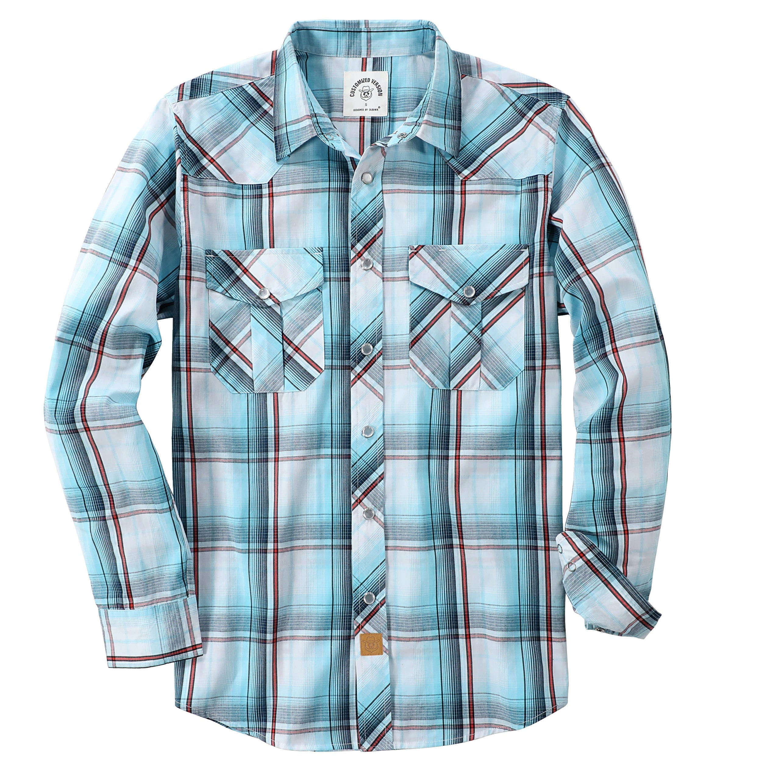 Dubinik® Pearl Snap Shirts for Men Long Sleeve Western Shirts for Men Vintage Casual Plaid Shirt Cowboy Shirts for Men#42018