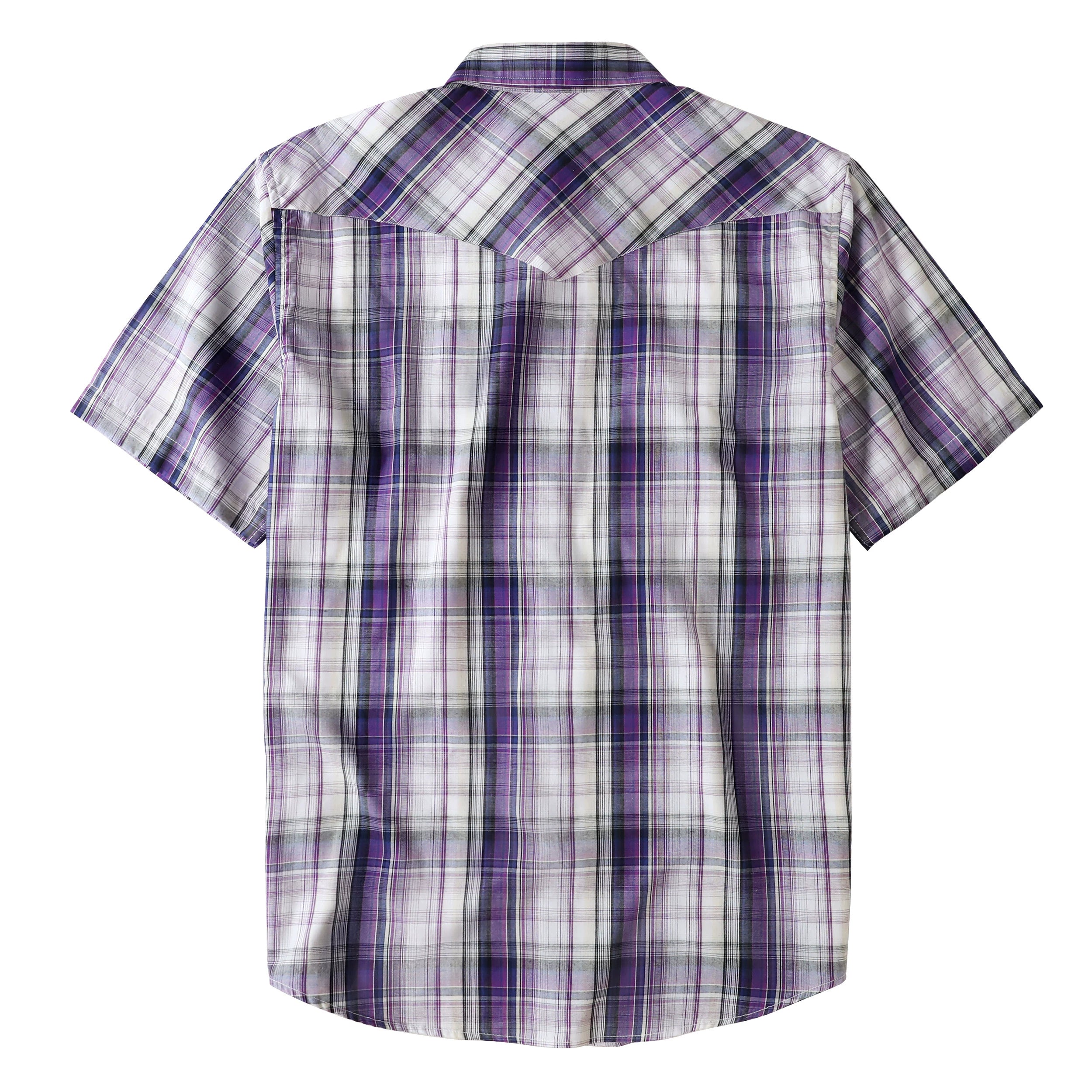 Dubinik® Western Shirts for Men Short Sleeve Plaid Pearl Snap Shirts for Men Button Up Shirt Cowboy Casual Work Shirt#41008