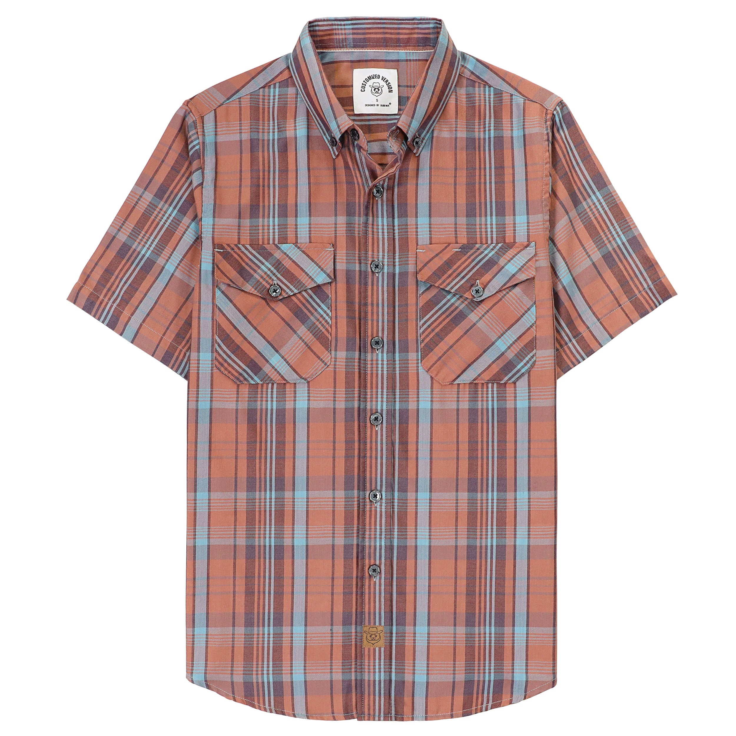Dubinik® Bamboo Viscose Mens Short Sleeve Button Down Pockets Shirts#39016
