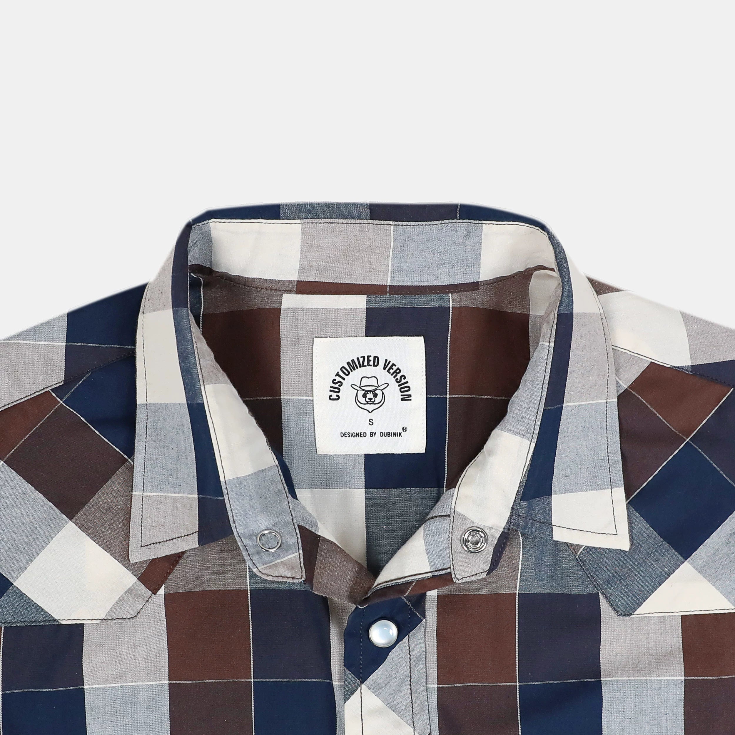 Dubinik® Western Shirts for Men Short Sleeve Plaid Pearl Snap Shirts for Men Button Up Shirt Cowboy Casual Work Shirt#41010