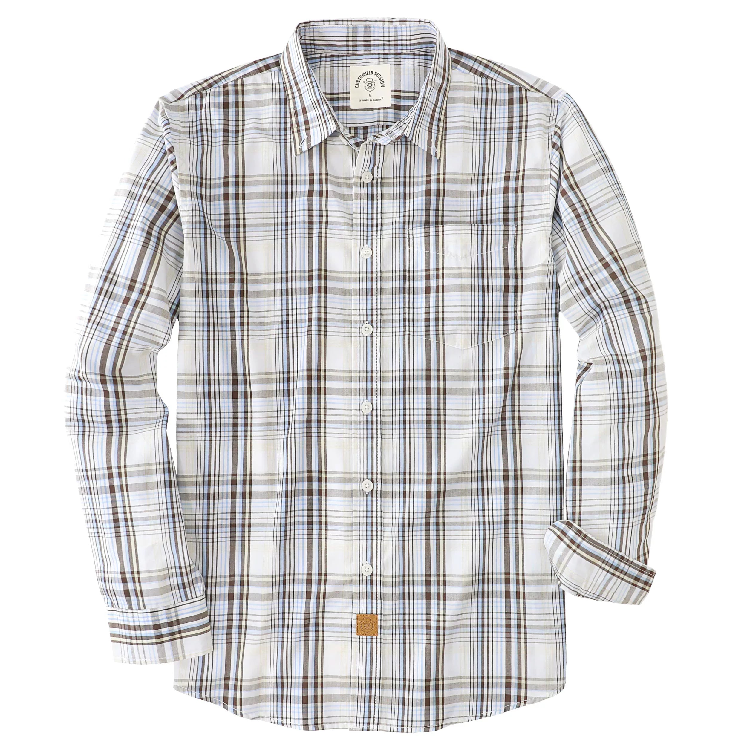 Dubinik®Mens Shirts Long Sleeve Shirts For Men Casual Button Down Vintage Plaid Pocket Soft Mens Button Up Shirts Long Sleeve#52007