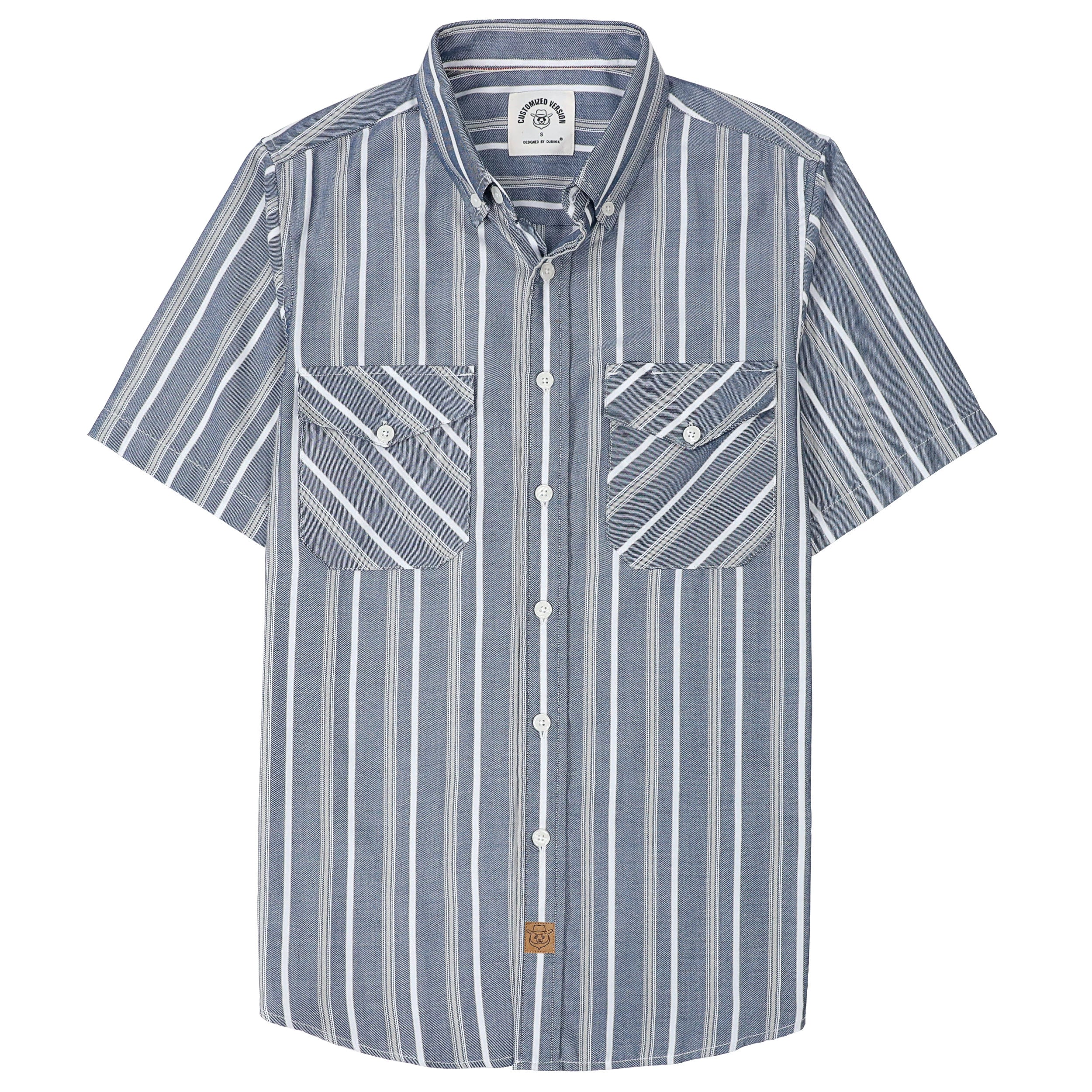 Dubinik® Bamboo Viscose Mens Short Sleeve Button Down Pockets Shirts#39504