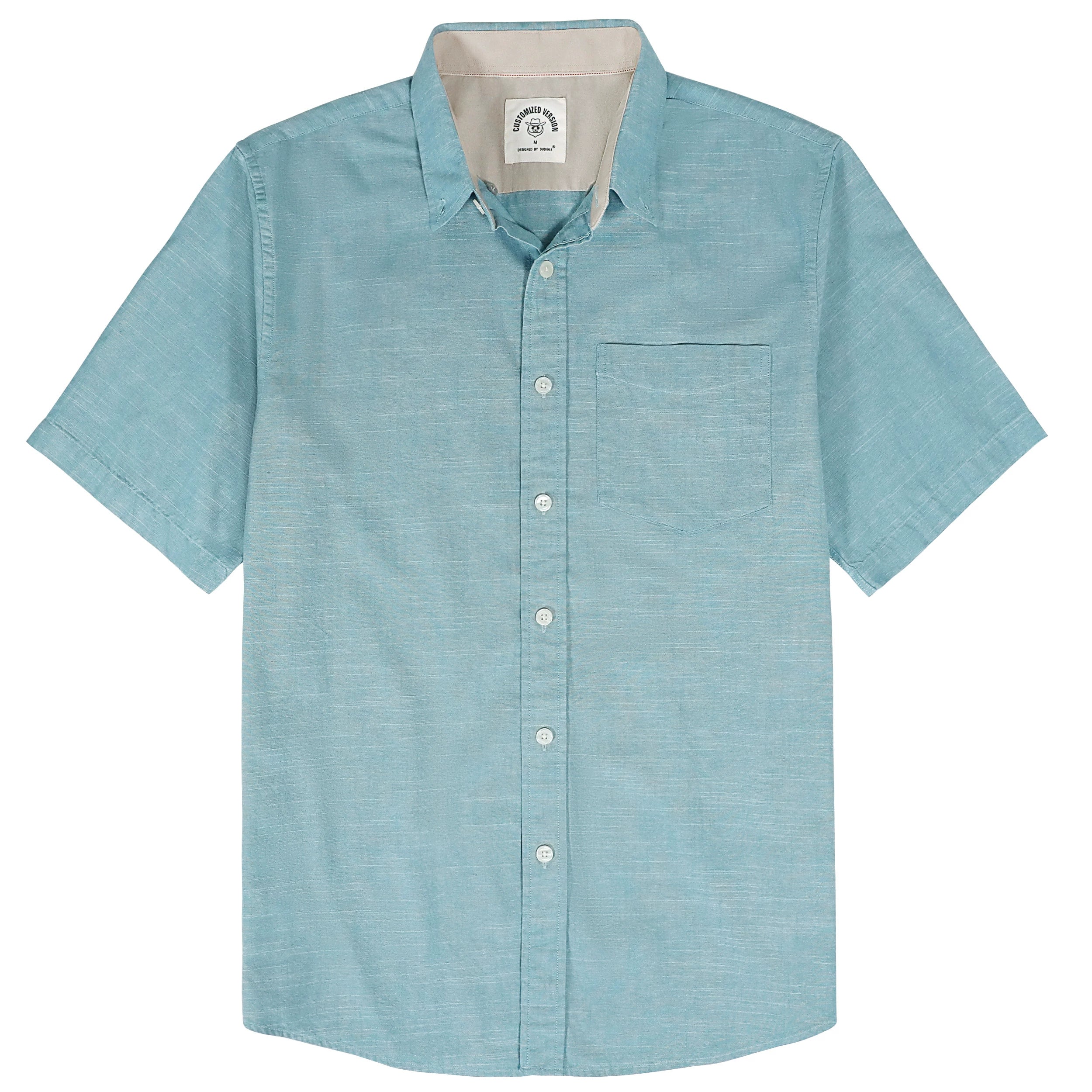 Dubinik® Mens Short Sleeve Button Down Shirts 100% Cotton Plaid Men's Casual Button-Down Shirts with Pocket#01055