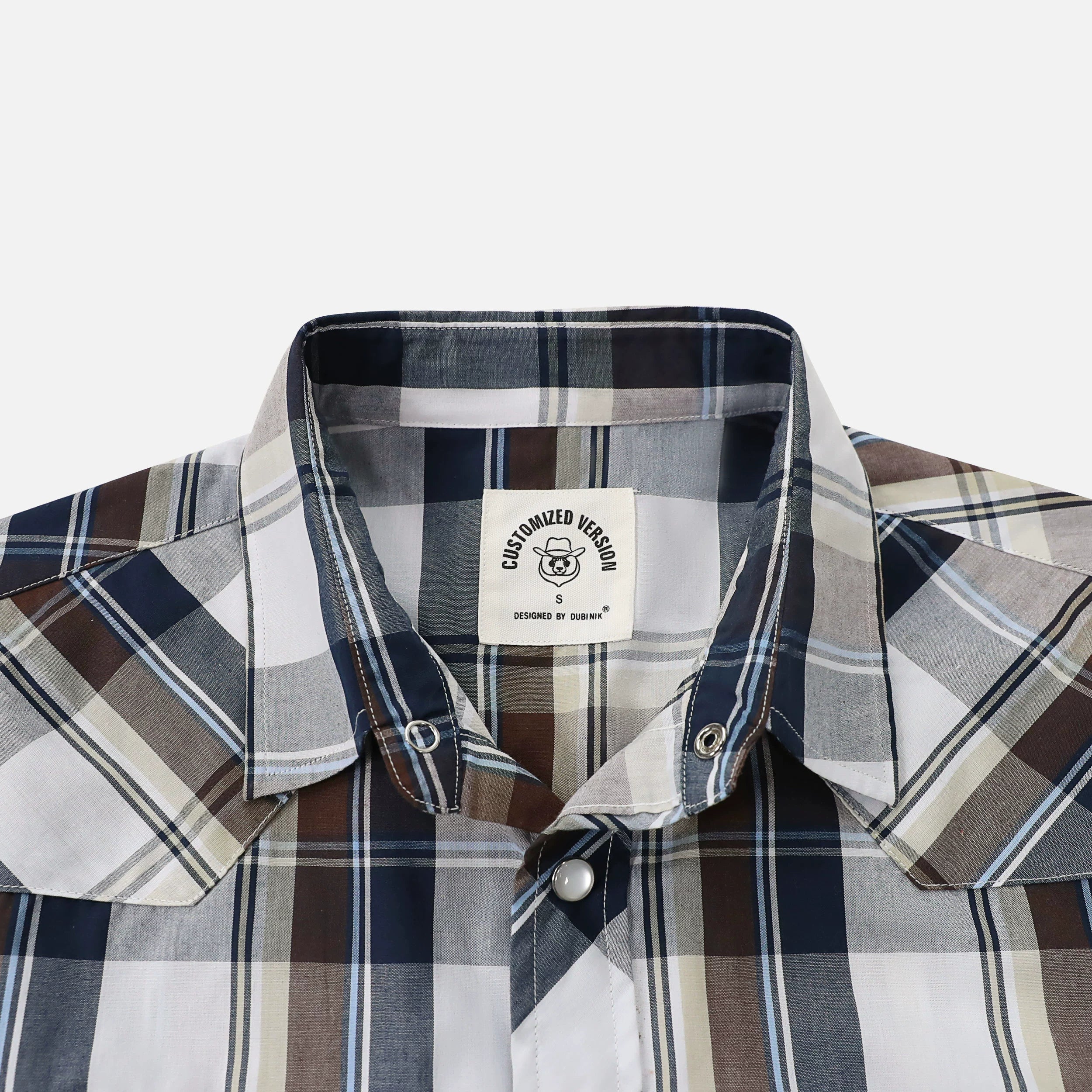 Dubinik® Western Shirts for Men Short Sleeve Plaid Pearl Snap Shirts for Men Button Up Shirt Cowboy Casual Work Shirt#41006