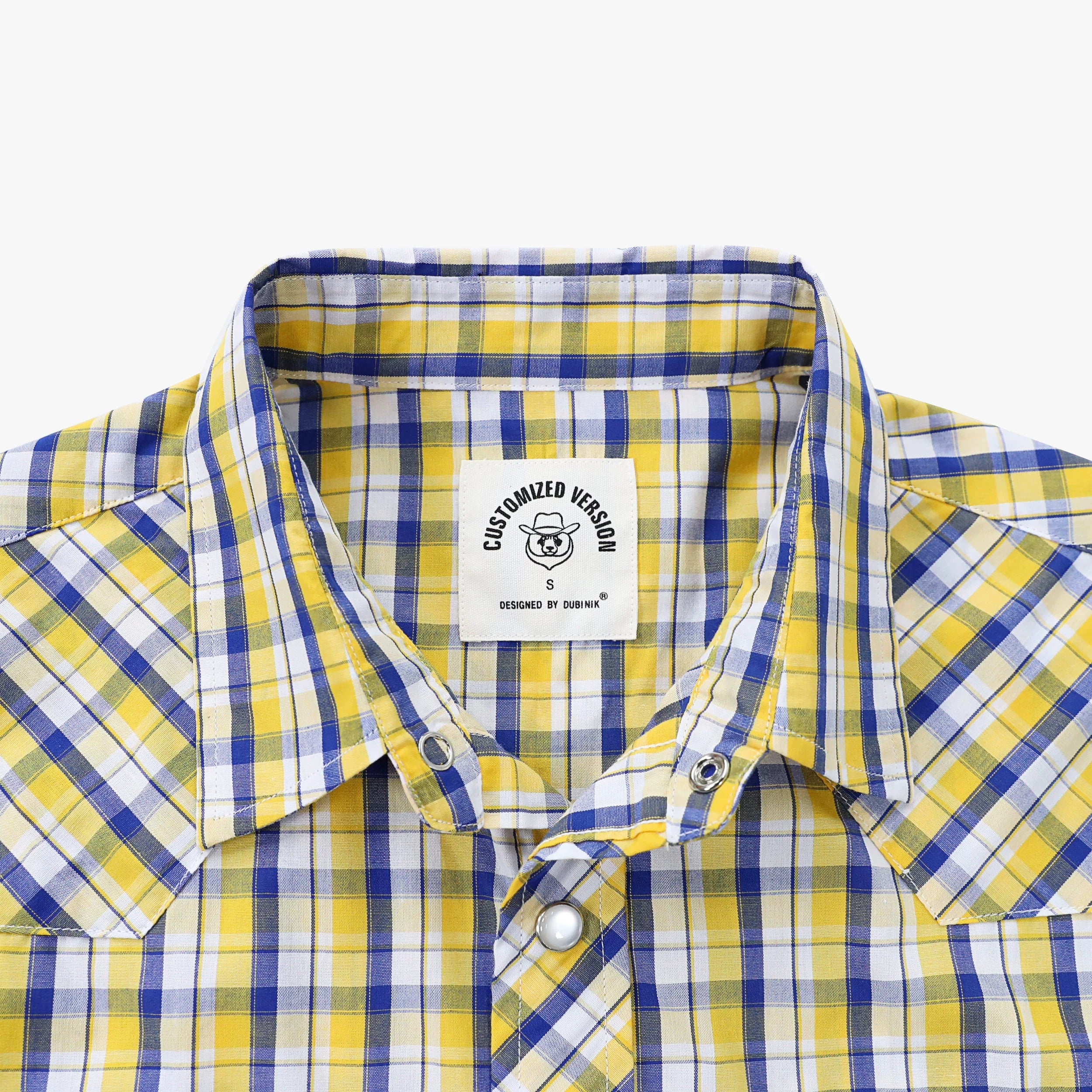 Dubinik® Western Shirts for Men Short Sleeve Plaid Pearl Snap Shirts for Men Button Up Shirt Cowboy Casual Work Shirt#41012
