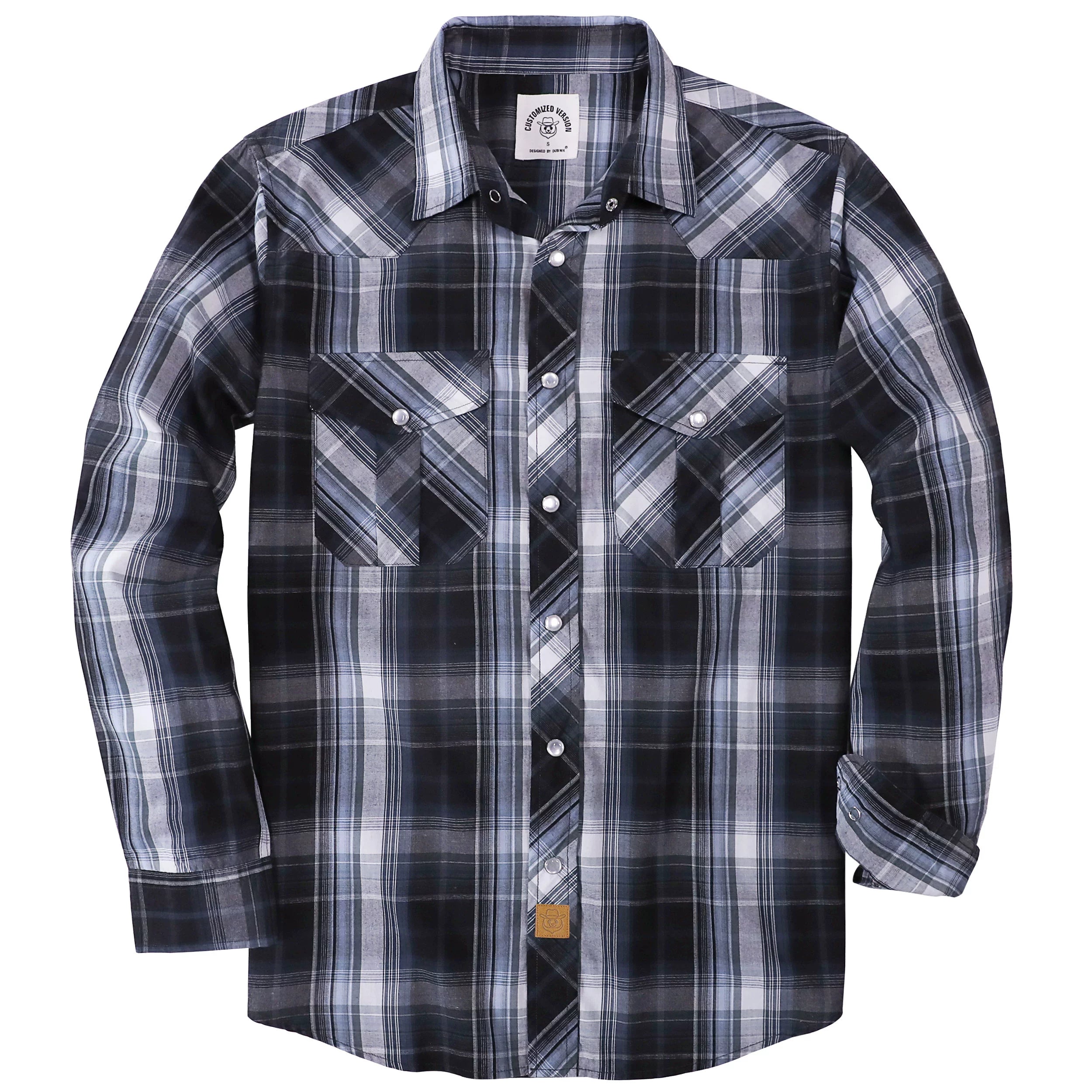 Dubinik® Pearl Snap Shirts for Men Long Sleeve Western Shirts for Men Vintage Casual Plaid Shirt Cowboy Shirts for Men#42024