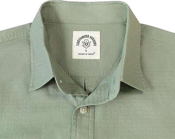 Dubinik® Mens Short Sleeve Button Down Shirts Two Pocket Vintage Mens Work Shirt Cotton Mens Shirts Casual with Stretch#0055006