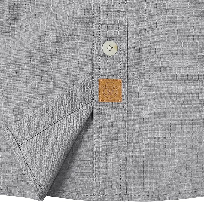 Dubinik® Mens Short Sleeve Button Down Shirts Two Pocket Vintage Mens Work Shirt Cotton Mens Shirts Casual with Stretch#0055002