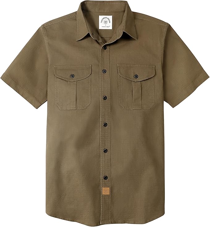 Dubinik® Mens Short Sleeve Button Down Shirts Two Pocket Vintage Mens Work Shirt Cotton Mens Shirts Casual with Stretch#0055003