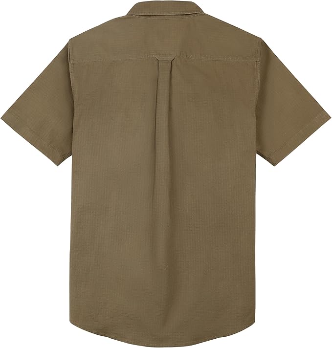 Dubinik® Mens Short Sleeve Button Down Shirts Two Pocket Vintage Mens Work Shirt Cotton Mens Shirts Casual with Stretch#0055003