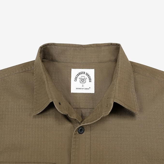 Dubinik® Mens Short Sleeve Button Down Shirts Two Pocket Vintage Mens Work Shirt Cotton Mens Shirts Casual with Stretch#0055003