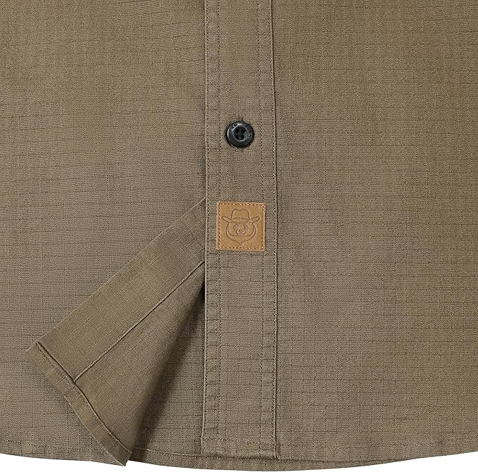 Dubinik® Mens Short Sleeve Button Down Shirts Two Pocket Vintage Mens Work Shirt Cotton Mens Shirts Casual with Stretch#0055003