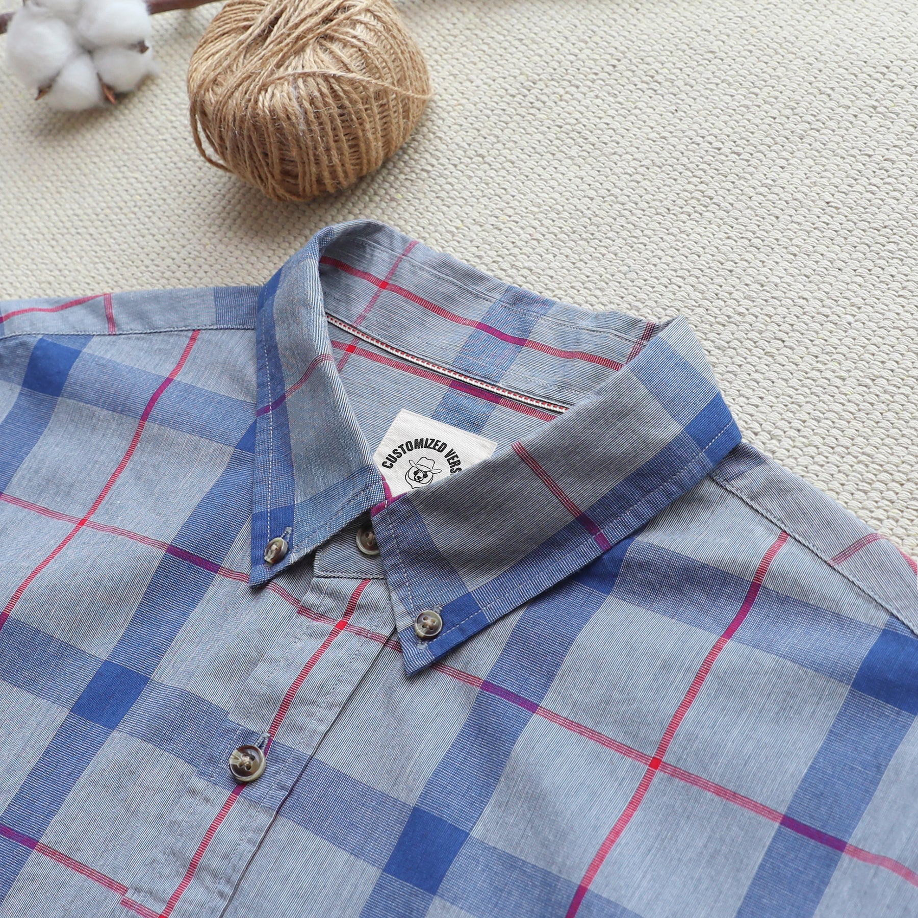 Men's casual short-sleeved cotton shirt #0004