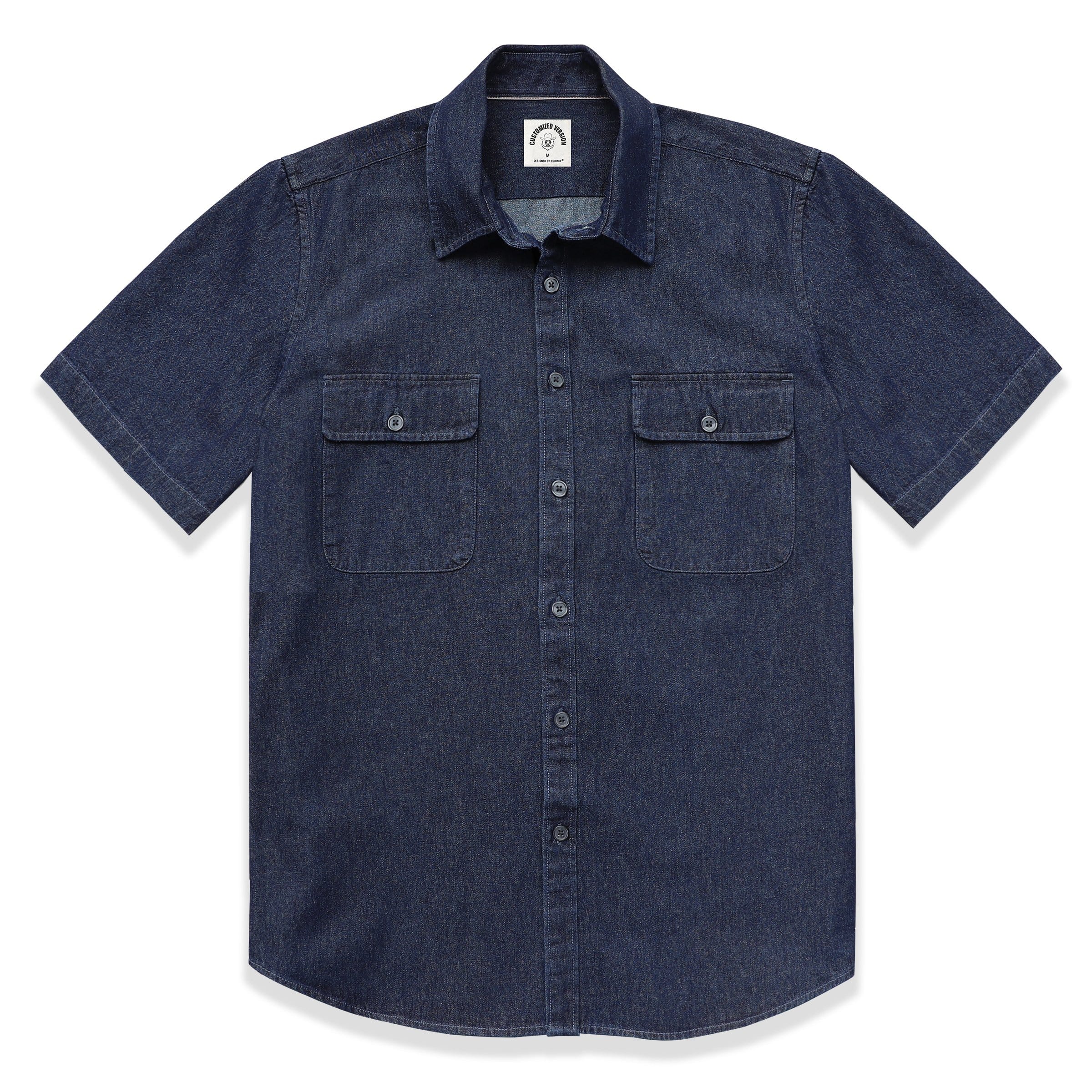 Men's cotton short-sleeved denim shirt #5500