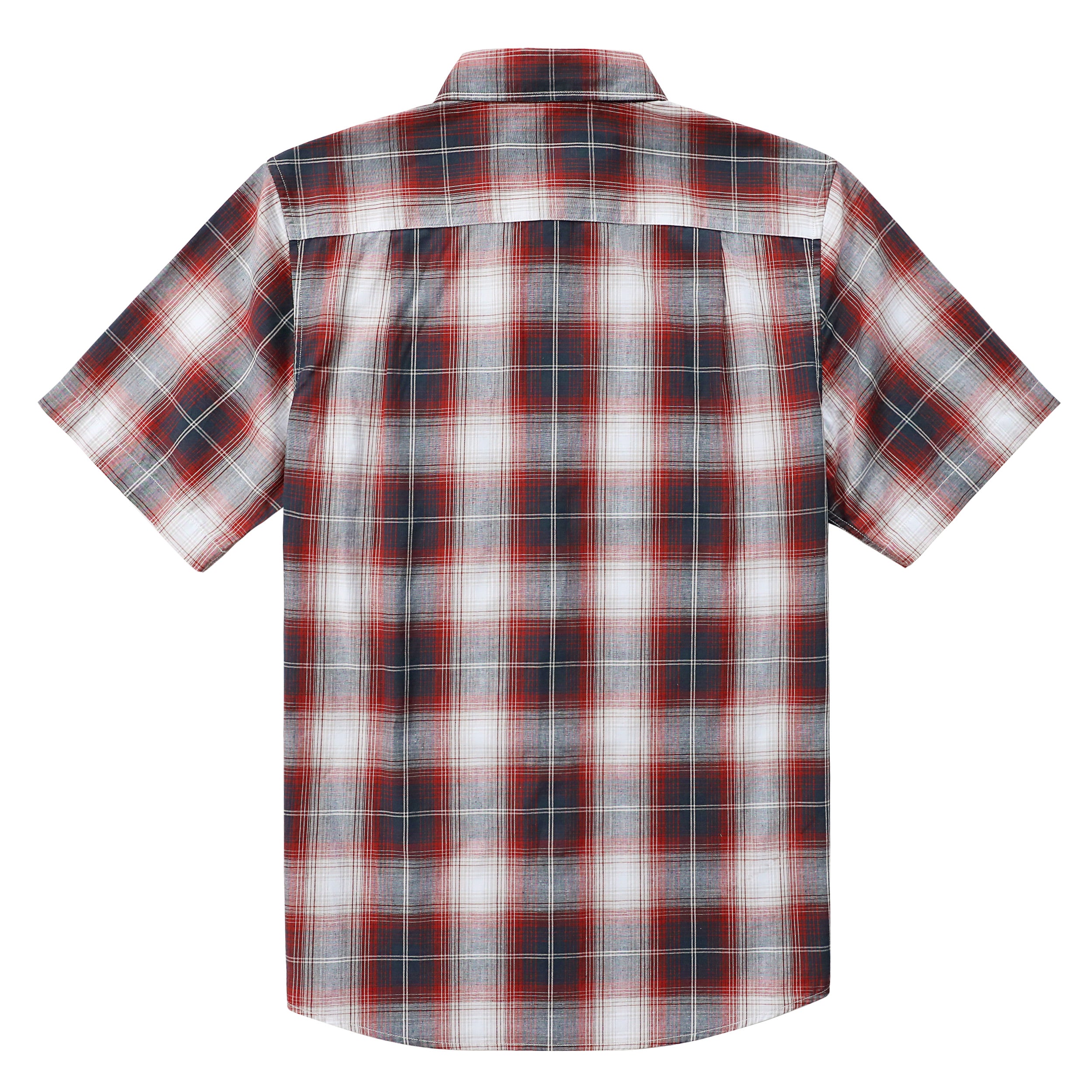 Dubinik® Mens Short Sleeve Button Down Shirts 100% Cotton Plaid Casual Shirt with Pocket #0110