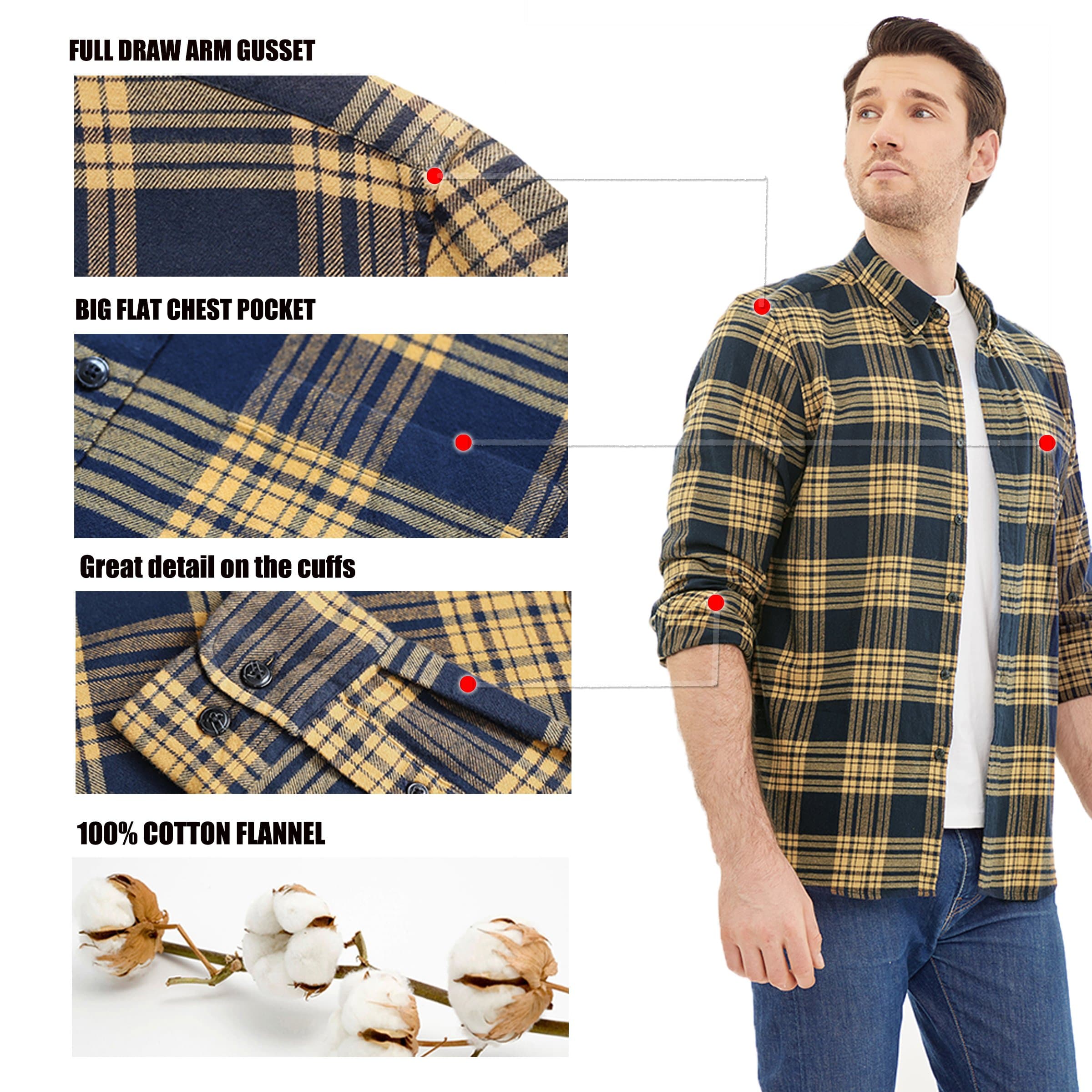 Men's Plaid Flannel Long Sleeve Shirts #0357