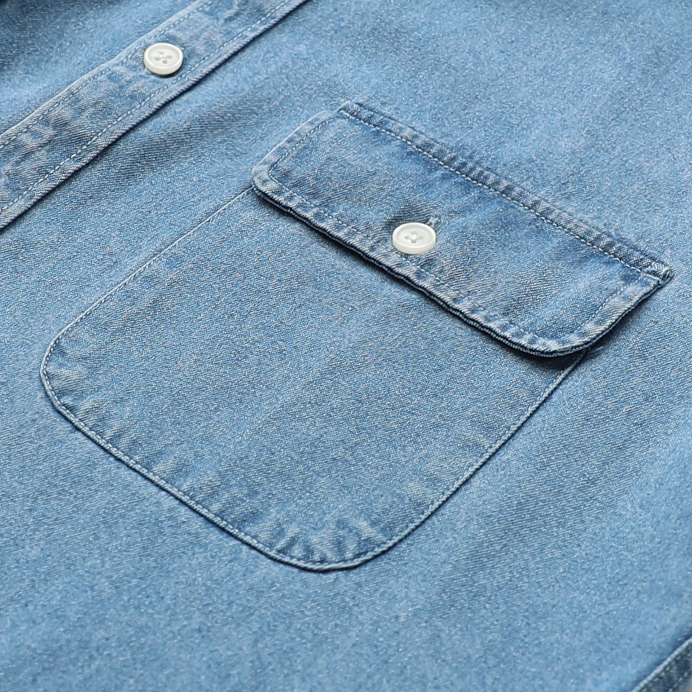 Men's cotton short-sleeved denim shirt #5501
