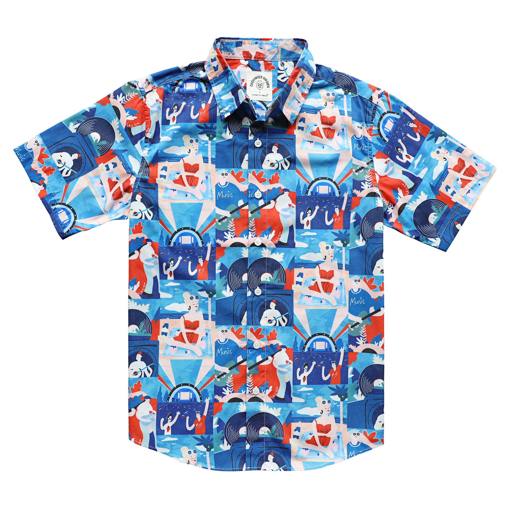 Hawaiian Shirt for Men Aloha Tropical Short Sleeve Button Down Print Beach Shirts #2607