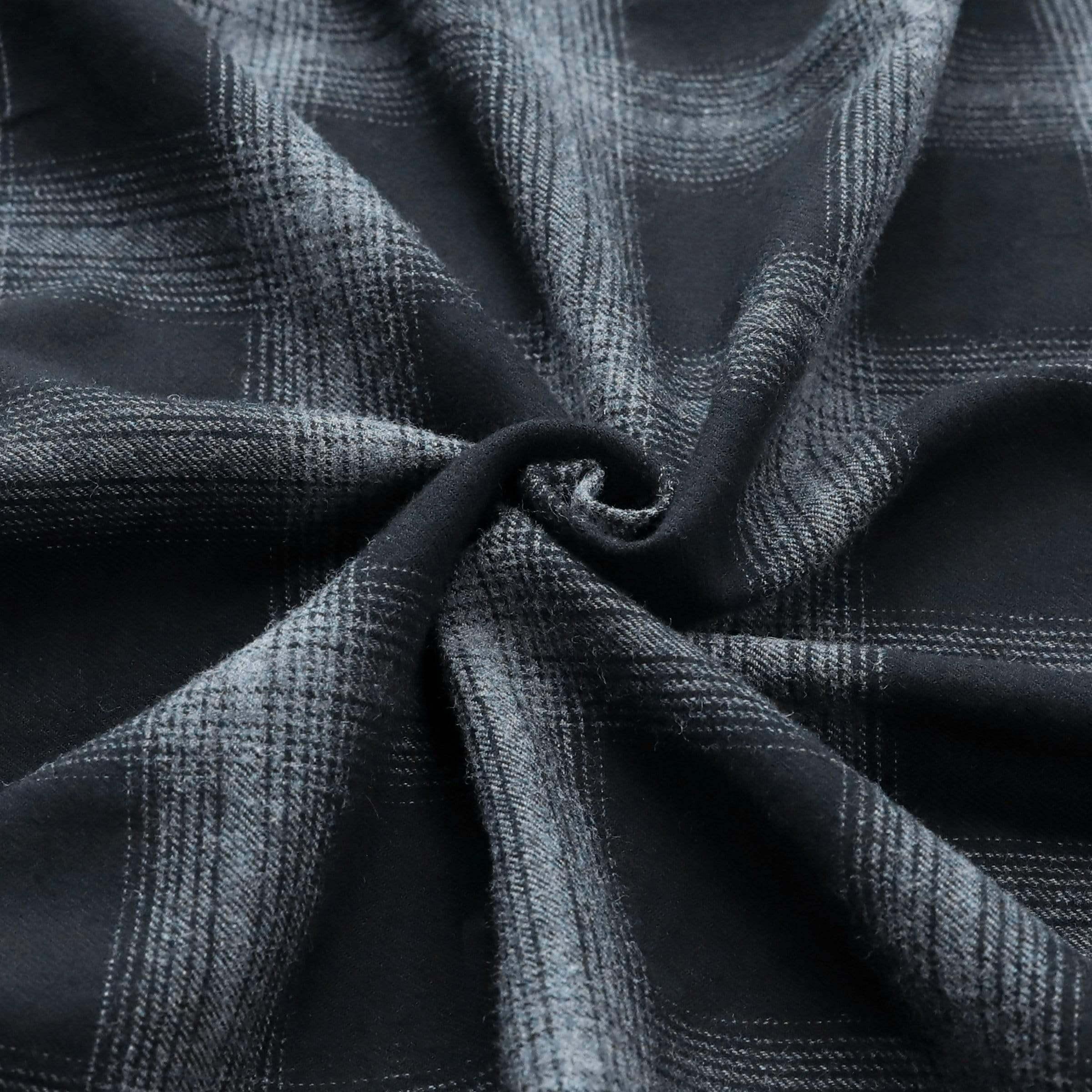Men's Plaid Flannel Long Sleeve Black Ombre Shirts #0359
