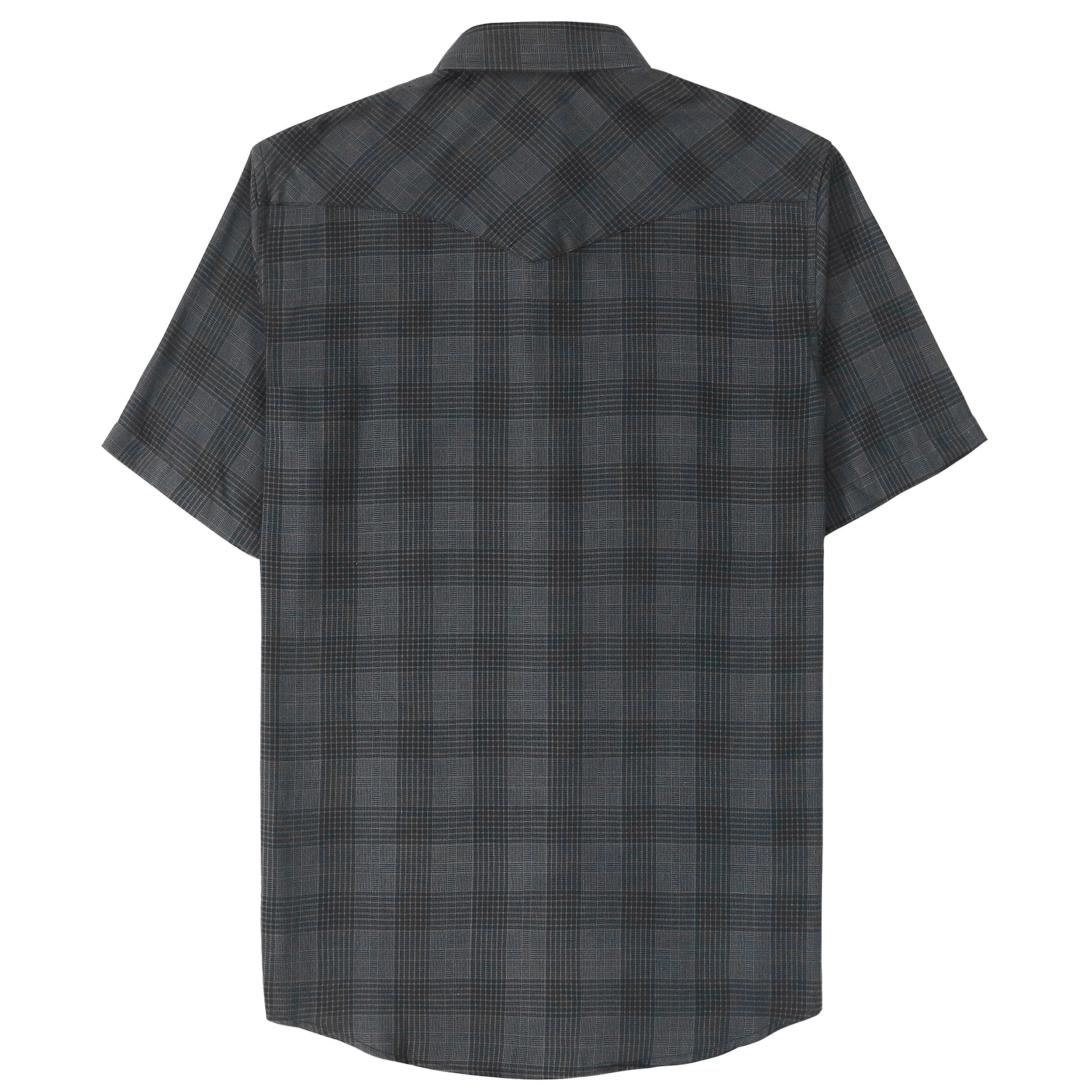 Dubinik®Bamboo Fiber Mens Shirts Short Sleeve Plaid Shirt Men Western Cowboy Pearl Snap Vintage Casual Plaid Shirt #29063