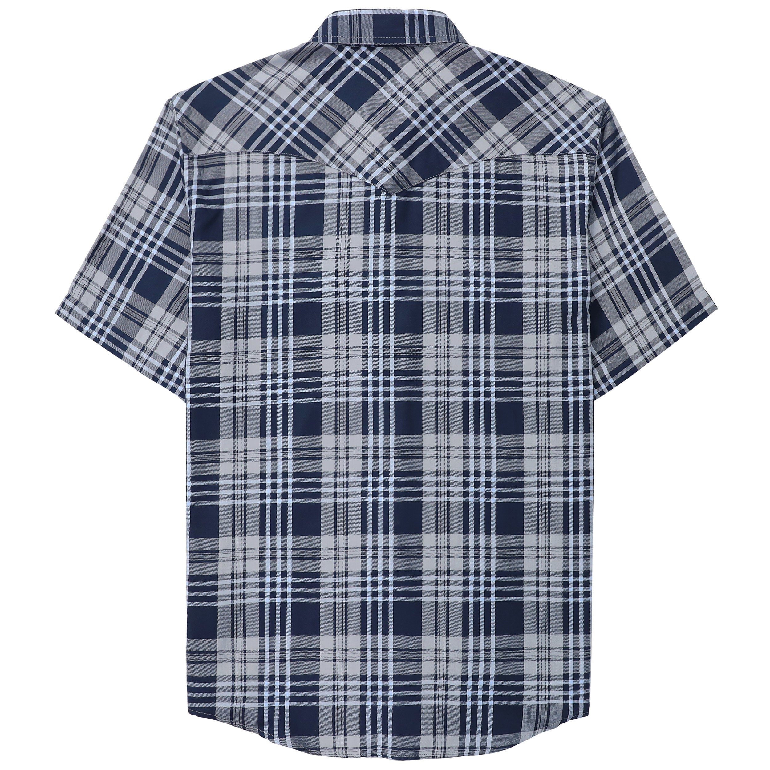 Dubinik®Bamboo Fiber Mens Shirts Short Sleeve Plaid Shirt Men Western Cowboy Pearl Snap Vintage Casual Plaid Shirt #29502