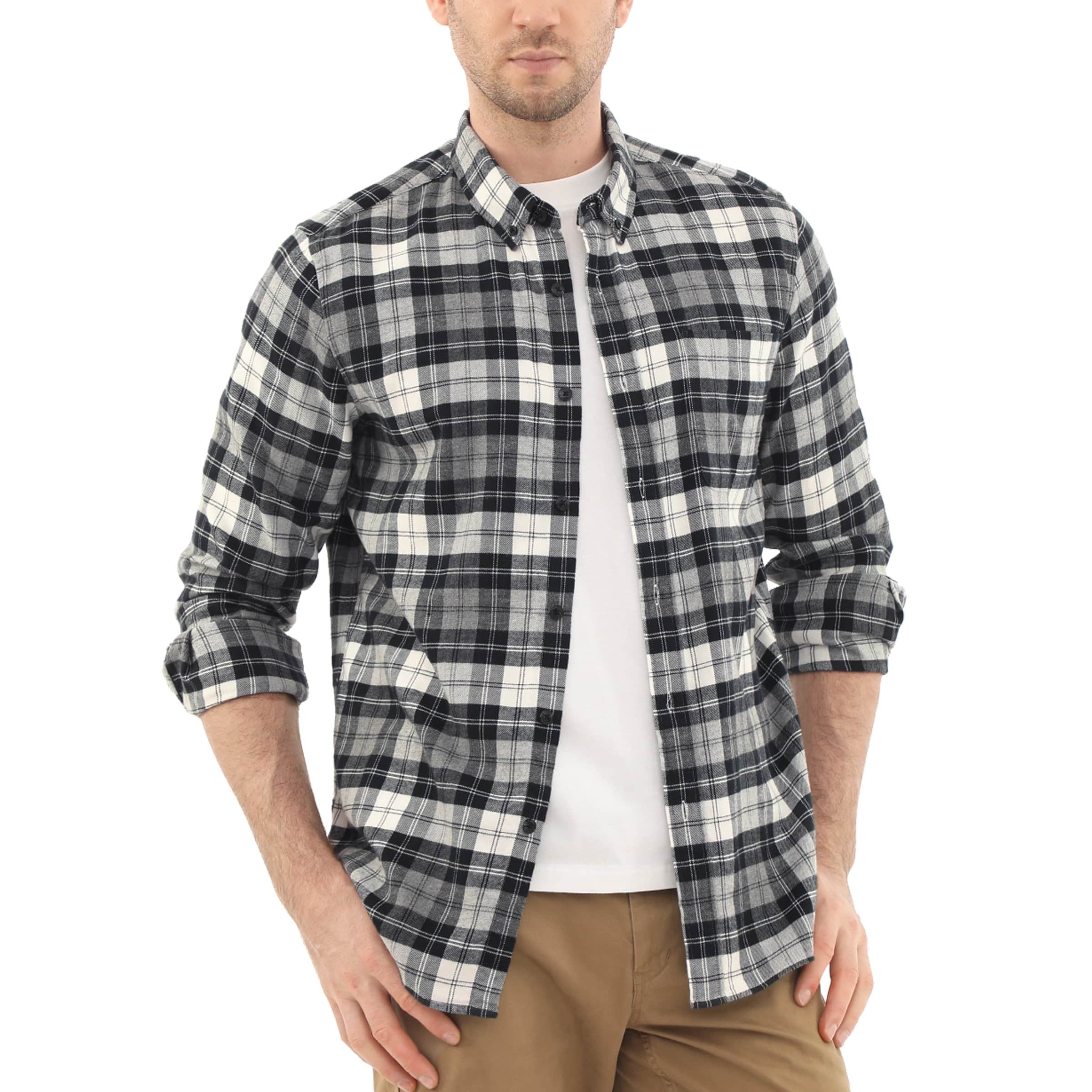 Men's Plaid Flannel Long Sleeve Shirts #0356