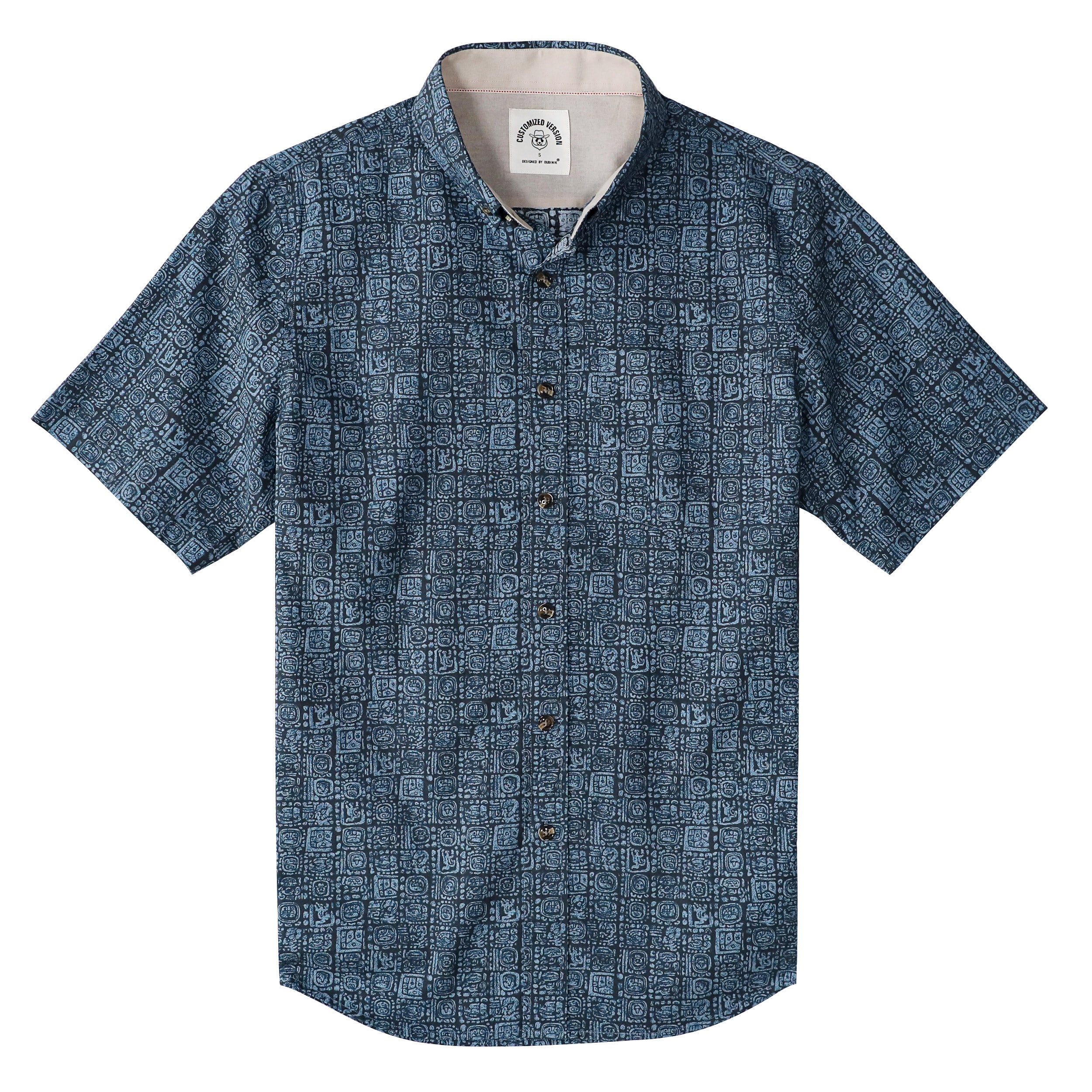 Dubinik Short Sleeve Button Down Shirts 100% Cotton Plaid Casual Shirt with Pocket #0111