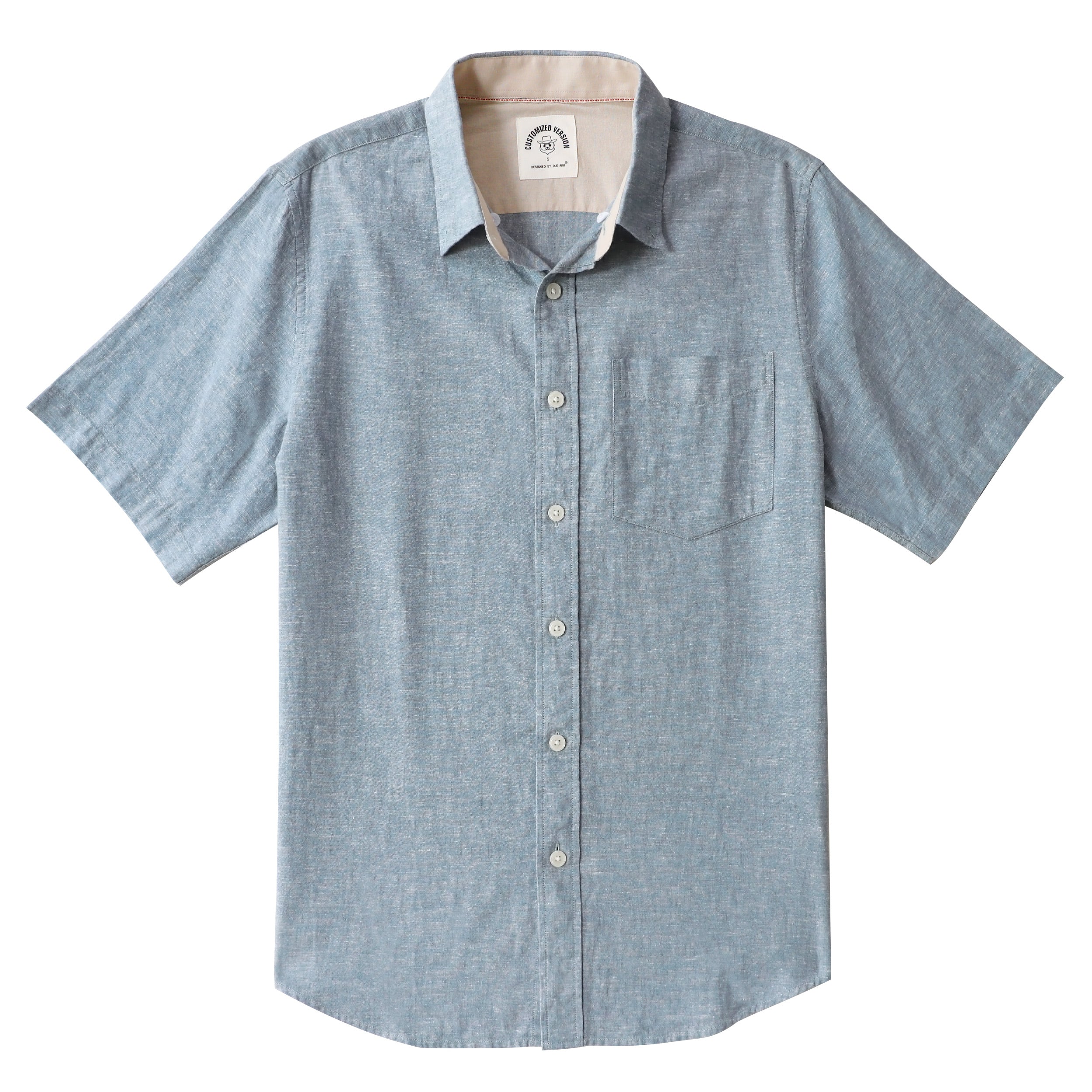 Dubinik Mens Short Sleeve Button Down Shirts 100% Cotton Plaid Casual Shirt with Pocket#0114