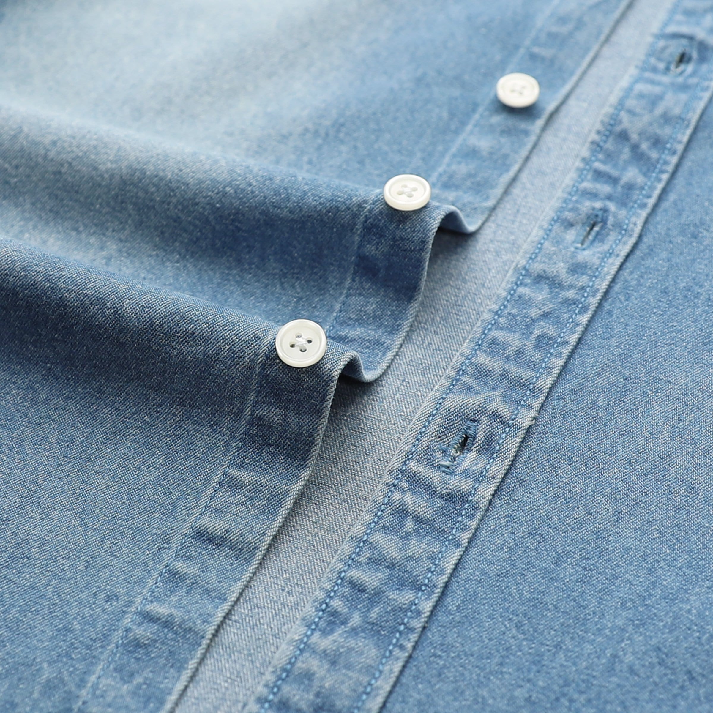 Men's cotton short-sleeved denim shirt #5502